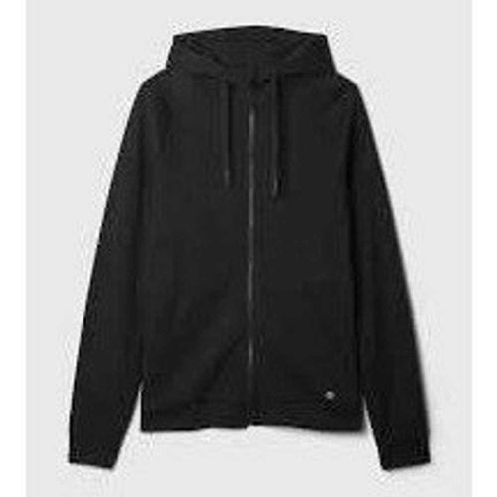 GapFit Mens Black Full Zip Tech Soft Knit Hoodie Raglan Athletic Jacket Medium